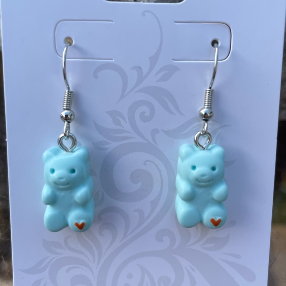 Blue Teddy Bear Earrings - Picture 3 of 4